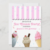 Eiscreme-Party Geburtstagsfeier Rosa I Einladung (Vorderseite)