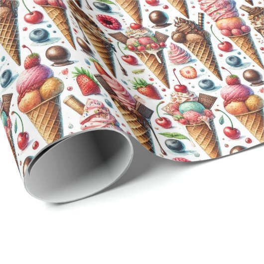 Eiscreme-Party Geschenkpapier (Rolleneckpunkt)