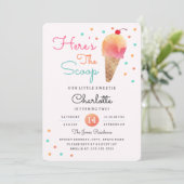 Eiscreme Party Kinder Rosa Geburtstagseinladung Einladung (Stehend Vorderseite)