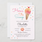 Eiscreme Party Kinder Rosa Geburtstagseinladung Einladung (Vorderseite)