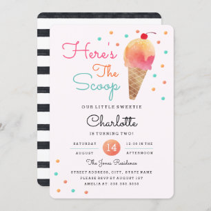 Eiscreme Party Kinder Rosa Geburtstagseinladung Einladung