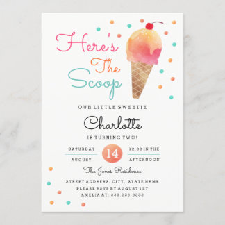 Eiscreme-Party Kindergeburtstag Party Einladung
