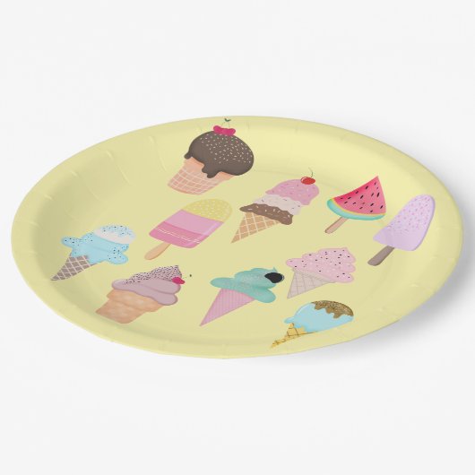 Eiscreme-Party Pappteller (Schrägansicht)