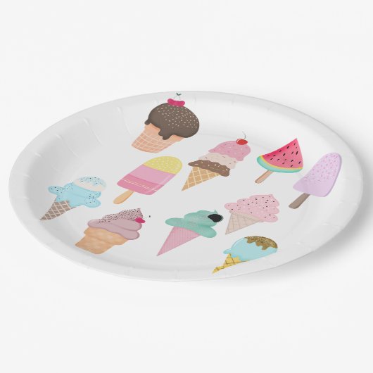 Eiscreme-Party Pappteller (Schrägansicht)