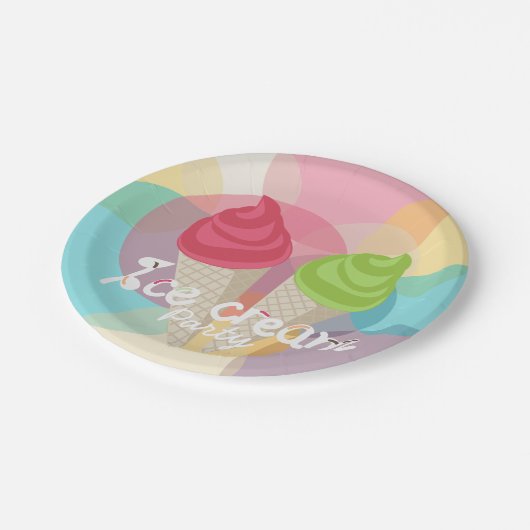 Eiscreme-Party Pappteller (Schrägansicht)