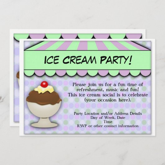 Eiscreme-Party, Pastel Sweet Shoppe Einladung (Vorne/Hinten)