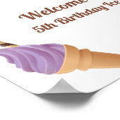 Eiscreme-Party Rosa blaues Weißes Geburtstagspopst Poster (Ecke)