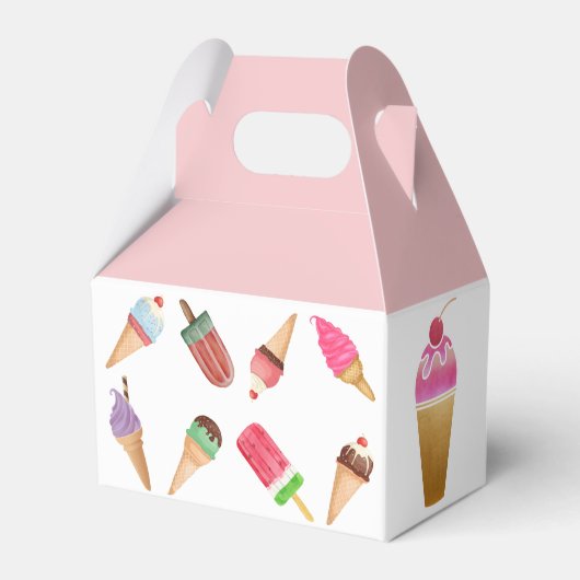 Eiscreme-Party Rosa Weißblüten Geschenkschachtel (Rückseite)