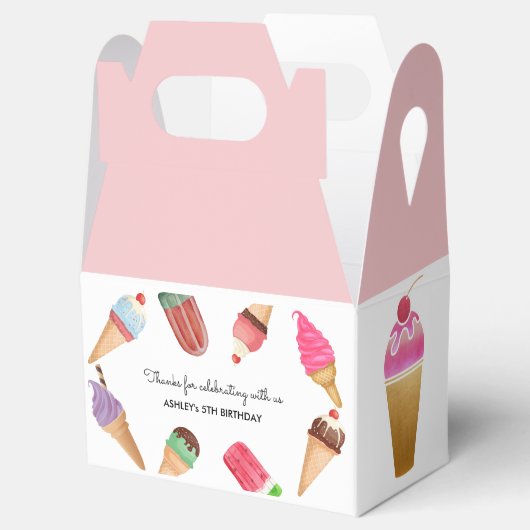 Eiscreme-Party Rosa Weißblüten Geschenkschachtel (Geöffnet)