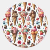 Eiscreme-Party Runder Aufkleber (Vorderseite)
