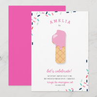 Eiscreme-Party scherzt rosa Geburtstags-Einladung