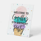 Eiscreme-Party Willkommen im Party Sign - Sundae Sockelschild (Vorderseite)