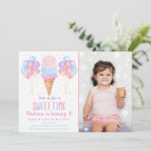 Eiscreme Pastell Rainbow Geburtstag Einladung (Stehend Vorderseite)