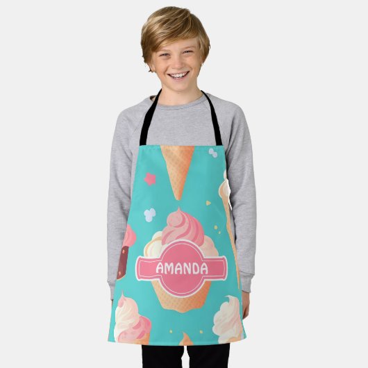 Eiscreme Pastellfarben Personalisiertes Muster Schürze (Getragen)