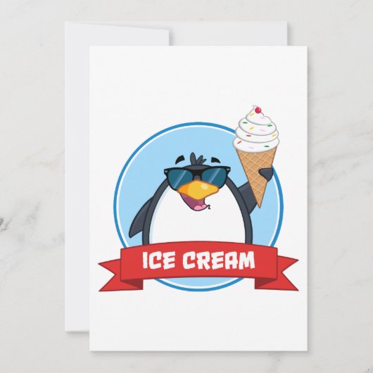 Eiscreme Penguin Einladung (Vorderseite)