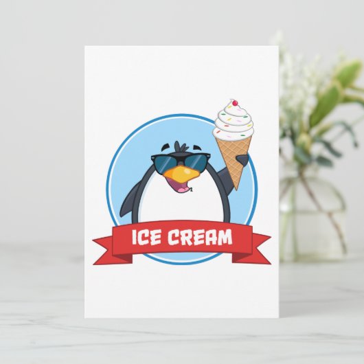 Eiscreme Penguin Einladung (Stehend Vorderseite)