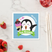 Eiscreme Penguin individuelle Name und Farbtöne Serviette (Beispiel)