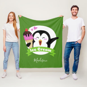 Eiscreme Penguin individuelle Name- und Farbtücher Fleecedecke
