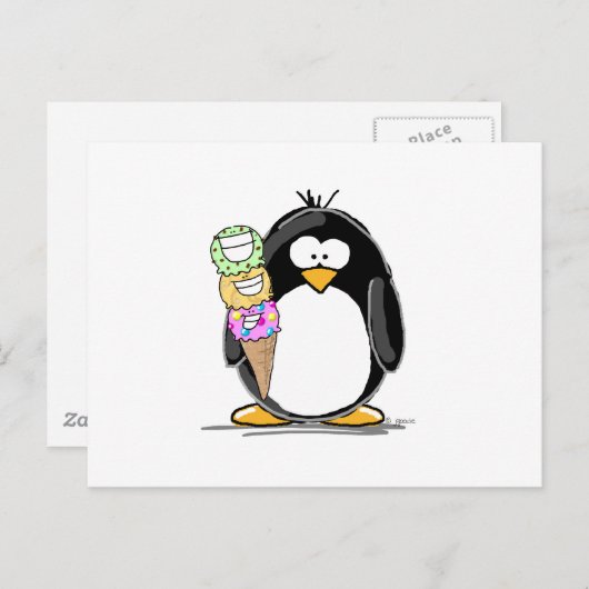 Eiscreme Penguin Postkarte (Vorne/Hinten)