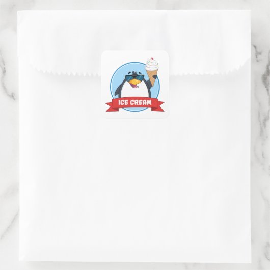 Eiscreme Penguin Sonnenbrille Square Sticker (Tasche)