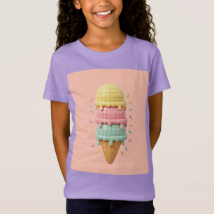 Eiscreme - pfirsichfarbener Hintergrund T-Shirt