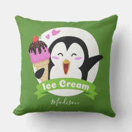 Eiscreme Pinguin individuelle Name & Farbwerfer Ki Kissen