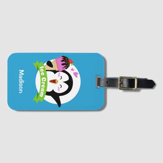 Eiscreme Pinguin individuelle Name und Farbe Gepäckanhänger (Vorderseite (Horizontal))