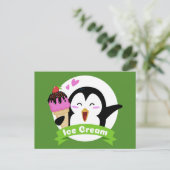 Eiscreme Pinguin Postkarte (Stehend Vorderseite)