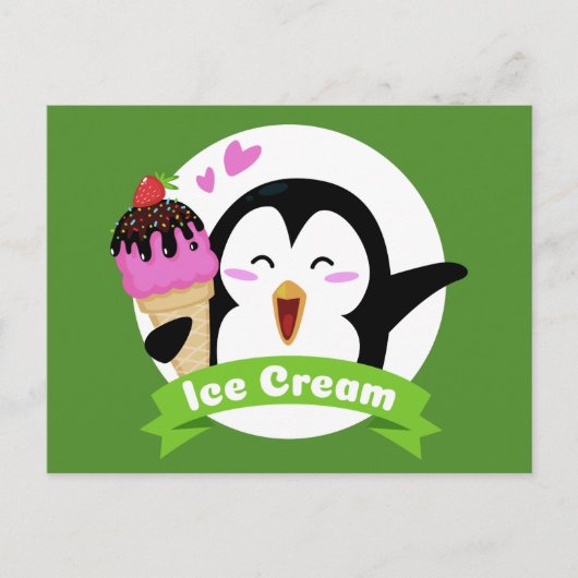 Eiscreme Pinguin Postkarte (Vorderseite)