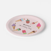 Eiscreme Pink Blue Brown Popsicle Paper Plate Pappteller (Schrägansicht)