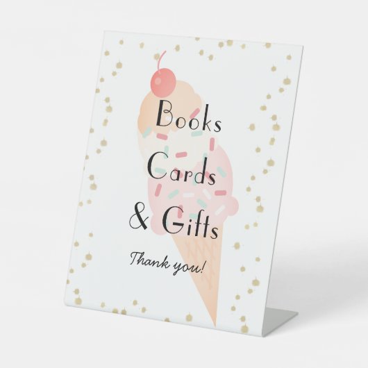 Eiscreme Pink Girl Kinderduschbücher, Karten Gesch Sockelschild (Vorderseite)