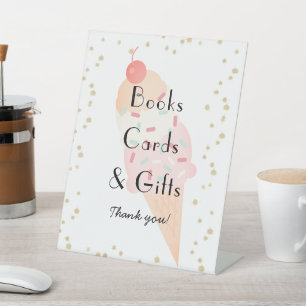 Eiscreme Pink Girl Kinderduschbücher, Karten Gesch Sockelschild