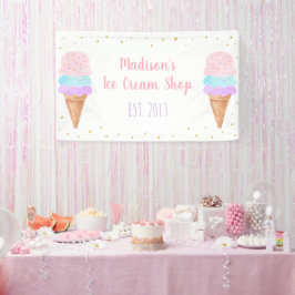 Eiscreme Pink Gold Pastell Geburtstag Banner