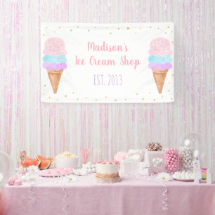 Eiscreme Pink Gold Pastell Geburtstag Banner