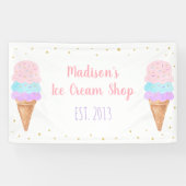 Eiscreme Pink Gold Pastell Geburtstag Banner (Horizontal)