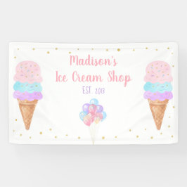 Eiscreme Pink Gold Pastell Geburtstag Banner
