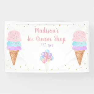 Eiscreme Pink Gold Pastell Geburtstag Banner