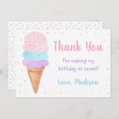 Eiscreme Pink Gold Pastell Geburtstag Vielen Dank Dankeskarte (Vorne/Hinten)