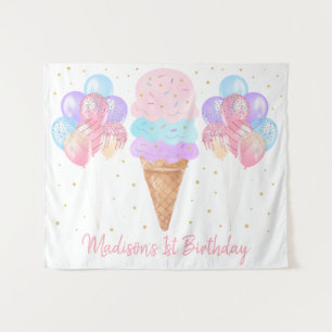 Eiscreme Pink Gold Pastellfarben Geburtstagskuliss Wandteppich