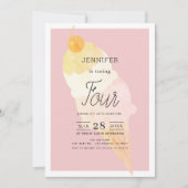 Eiscreme Pink Stripe Girl Geburtstag Einladung (Vorderseite)