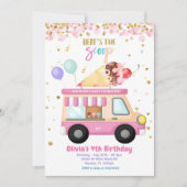 Eiscreme Pink Truck Sweet Time Birthday Einladung (Vorderseite)