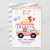 Eiscreme Pink Truck Sweet Time Birthday Einladung (Vorne/Hinten)