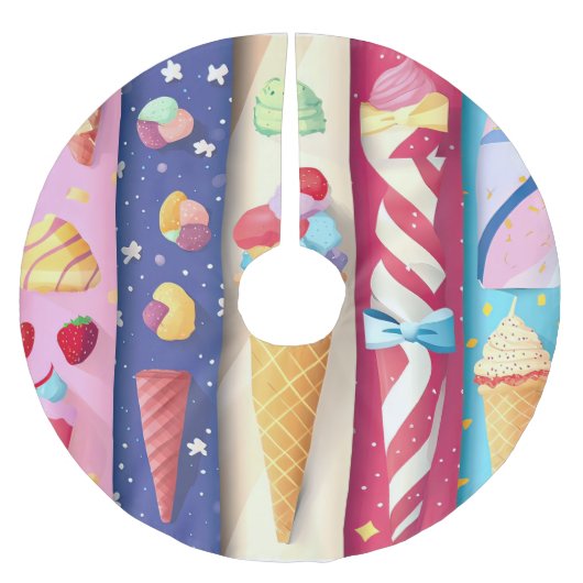 Eiscreme Polyester Weihnachtsbaumdecke (Vorderseite)