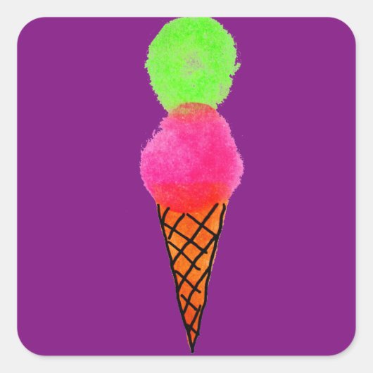 Eiscreme Pop Art Quadratischer Aufkleber (Vorderseite)