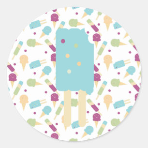 Eiscreme Pop Blau Creme Streusel Belohnung Runder Aufkleber