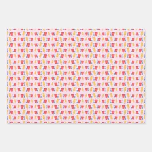 Eiscreme-Pop und Sandcastle-Schaufelmuster Geschenkpapier Set (Vorderseite)