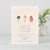 Eiscreme & Popsicle Sommereinladung Einladung (Stehend Vorderseite)