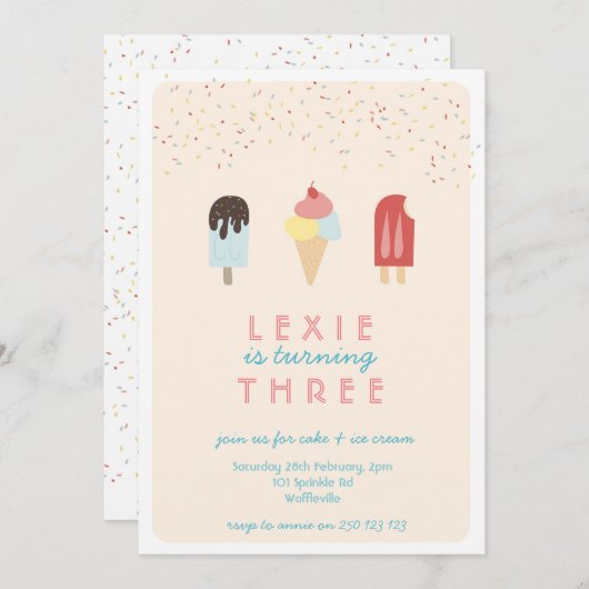Eiscreme & Popsicle Sommereinladung Einladung (Vorne/Hinten)
