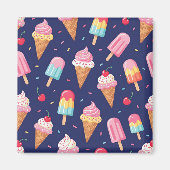 Eiscreme-, Popsicle- und Kirschenmuster Magnet (Vorne)