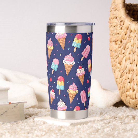 Eiscreme-, Popsicle- und Kirschenmuster Thermobecher (Wohnzimmer)